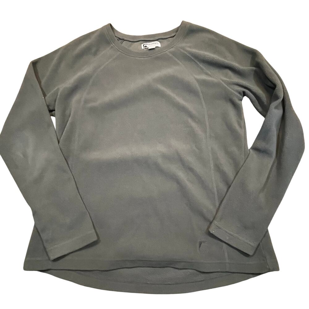 Riding Sport Equestrian Fleece Sweatshirt Gray Women Large Base Layer
